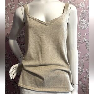 Chico’s beige/ gold lurex knit tank